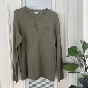 Mens Columbia Olive Henley Sz L